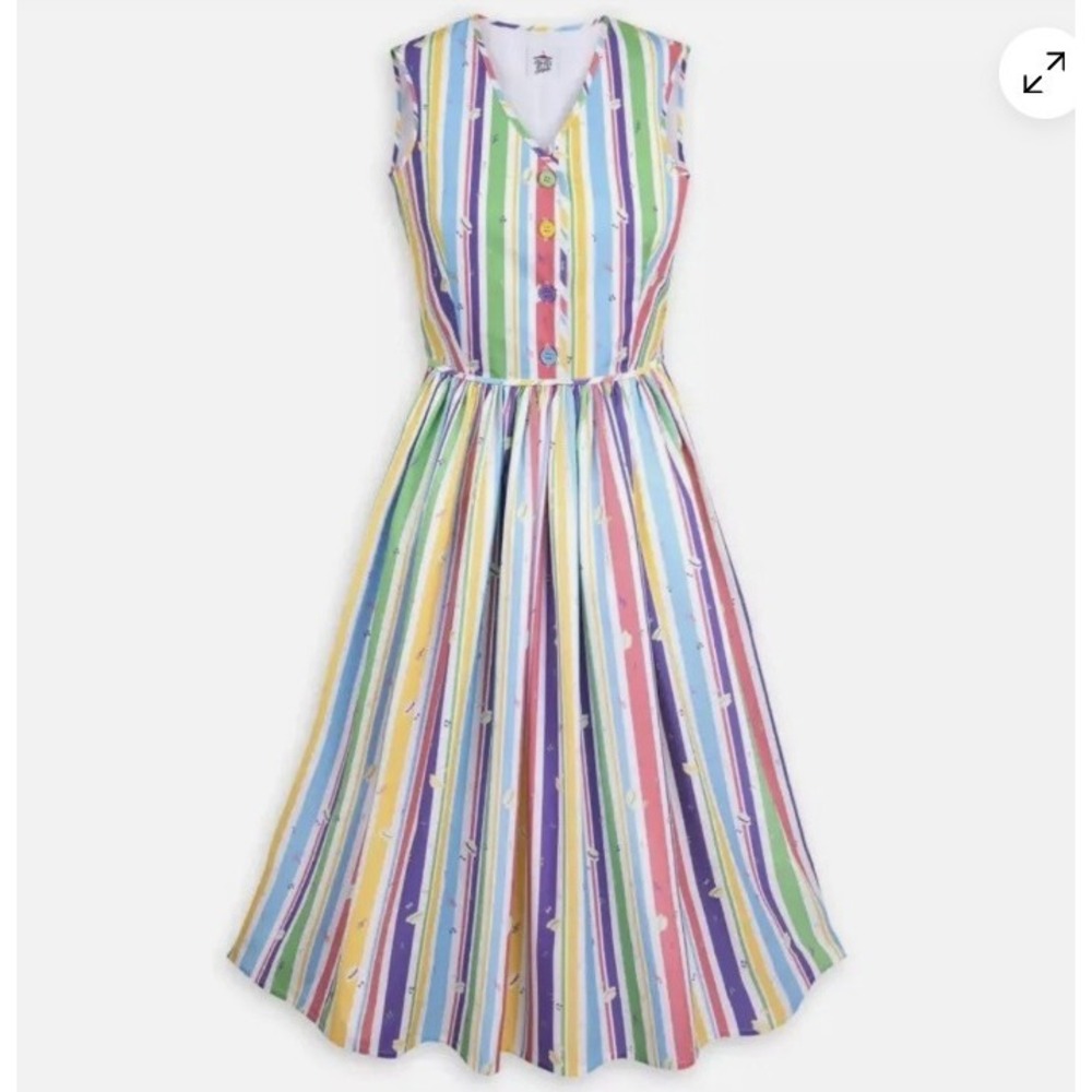 Disney Parks Dress Shop Dapper Dan Main Street USA Multicolor Stripe Retro L